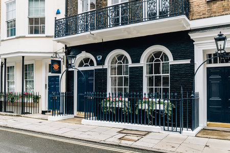 LONDON, UK - AUGUST 24, 2015: Elegant apartment house in London's luxury neighborhood: Pall Mall and St. James streetのeditorial素材
