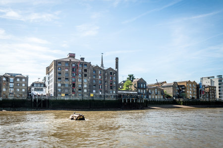 LONDON, UK - AUGUST 22, 2015: Housing in London riversideのeditorial素材