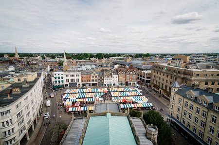 High angle view of the city of Cambridge, UKのeditorial素材