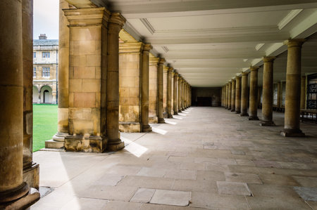 CAMBRIDGE, UK - AUGUST 11, 2015: Archway in the Wren Library in Cambridge. The Wren Library is the library of Trinity College in Cambridge. It was designed by Christopher Wren in 1676 and completed in 1695.のeditorial素材