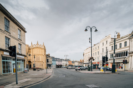 CIRENCESTER, UK - AUGUST 11, 2015:  Town of Cirencester at sunset. Cirencester is a market town in the Cotswolds.のeditorial素材