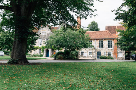Winchester, UK - August 16, 2015: Park in the city a cloudy day. It is the ancient capital of...