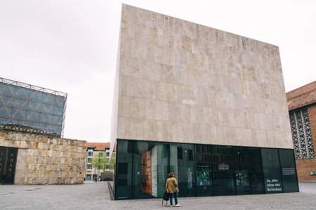 Munich, Germany - May 05, 2015: Jewish Museum and Main Synagogue of Munich in St. Jakobs Platz a cloudy dayのeditorial素材