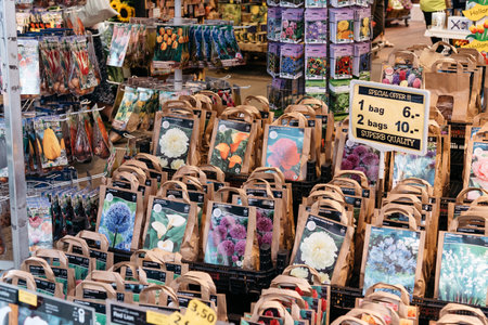 Amsterdam, Netherlands - August 1, 2016: Seeds in flower market in Amsterdamのeditorial素材