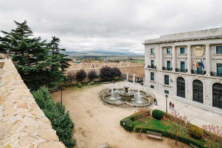 Avila, Spain - November 11, 2014:  The Medieval Walls of Avila. The old city and its extramural churchesのeditorial素材