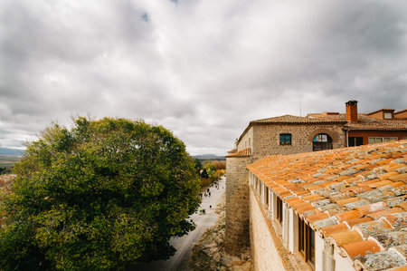 Avila, Spain - November 11, 2014:  The Medieval Walls of Avila. The old city  and its extramural churchesのeditorial素材