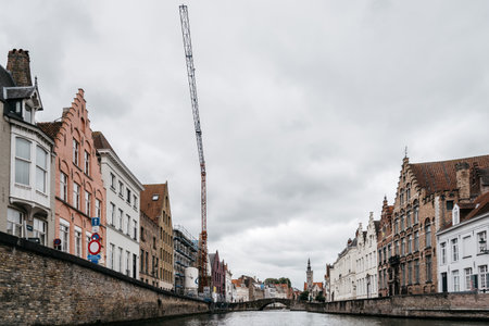 Bruges, Belgium - July 29, 2016: Canal scene in the city of Bruges. The historic city centre is a World Heritage Site of UNESCO. It is known for his picturesque cobbled lanes and dreamy canalsのeditorial素材