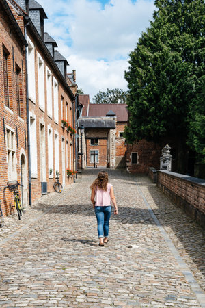 Leuven, Belgium - July 30, 2016:  The Grand Beguinage of Leuven, is a well preserved and completely restored historical quarter is owned by the University of Leuven and used as a campus.のeditorial素材