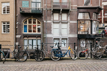 Utrecht, Netherlands - August 4, 2016: Bicycles in street in historic centre of Utrecht, the Netherlandsのeditorial素材