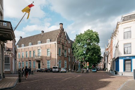 Utrecht, Netherlands - August 4, 2016: Square in historic centre of Utrecht. Ancient city centre features many buildings and structures several dating as far back as the High Middle Ages.のeditorial素材