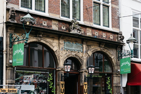 The Hague, The Netherlands - August 7, 2016: Beautiful vintage restaurant in The Hague. Outdoor viewのeditorial素材