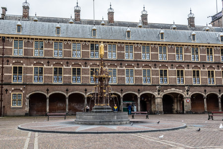 Hague, Netherlands - August 7, 2016:  Inner court of Binnenhof. It  is a complex of buildings in the city centre of The Hague. Includes the Office of the Prime Minister and House of Representatives.のeditorial素材