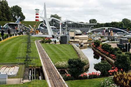 The Hague, The Netherlands - August 7, 2016: Madurodam. It is a miniature park and tourist attraction in The Hague. It contains scale model replicas of famous Dutch landmarksのeditorial素材