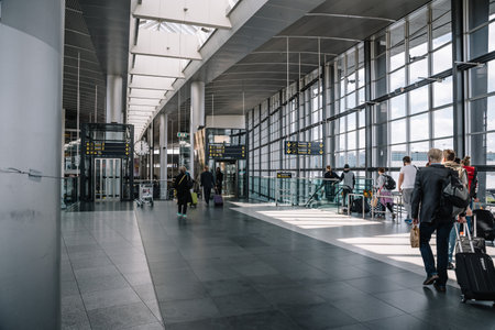 Copenhagen, Denmark - August 10, 2016. Interior view of Copenhagen Airport. It is the main international airport of Denmarkのeditorial素材
