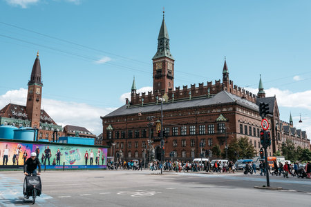 Copenhagen, Denmark - August 10, 2016. City Hall castle in the Old Town in Copenhagen a blue sky day of summerのeditorial素材