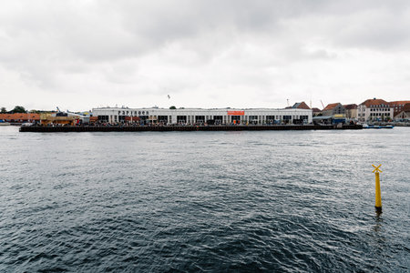 Copenhagen, Denmark - August 12, 2016: Papiroen Copenhagen Street food market and waterfront a cloudy day of summerのeditorial素材