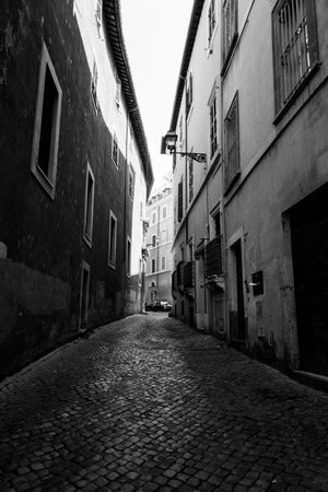 Rome, Italy - August 18, 2016: Street in historical centre of Rome a sunny summer day.のeditorial素材