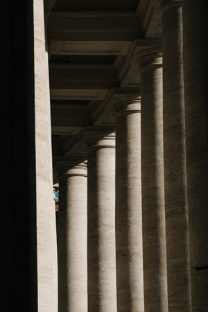 Rome, Italy - August 19, 2016: Colonnade in St Peters Square. The square is located directly in front of St. Peter's Basilica in the Vatican City and was designed by Berniniのeditorial素材