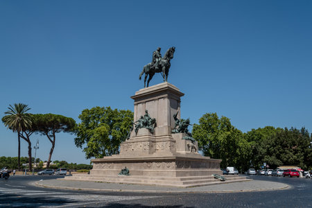 Rome, Italy - August 20, 2016:  View of Giuseppe Garibaldi Monument. Sunny day of summerのeditorial素材