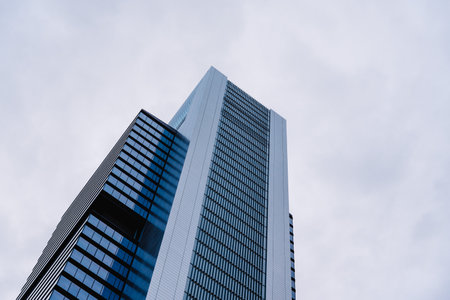 Madrid, Spain - June 25, 2017: Low angle view of  skyscraper in Cuatro Torres Business Area, CTBA, Four Towers Business Area, a business district in Madrid against skyのeditorial素材