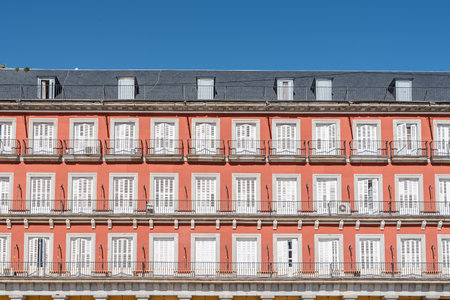 Madrid, Spain - July 2, 2017:  Plaza Mayor in Madrid. It was built during Philip III's reign and is a central plaza in the city of Madrid. Sunny summer day.のeditorial素材