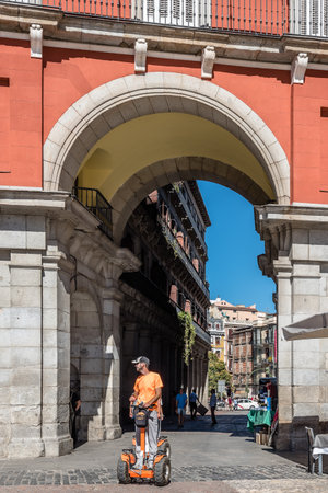 Madrid, Spain - July 2, 2017:  Plaza Mayor in Madrid. It was built during Philip III's reign and is a central plaza in the city of Madrid. Sunny summer day.のeditorial素材