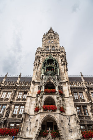 Low angle view of New City Hall in Marienplatz in historical cityのeditorial素材