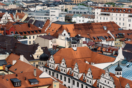 Scenic panoramic high angle view of historical city centreのeditorial素材