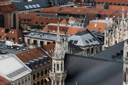 Scenic high angle view of historical city centre of Munichのeditorial素材