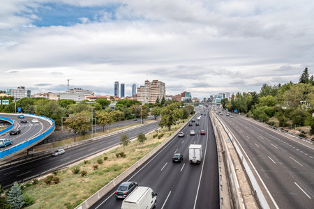 M30 Motorway in Madrid a cloudy dayのeditorial素材
