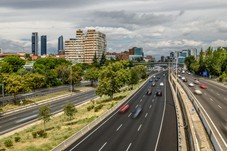 M30 Motorway in Madrid a cloudy day