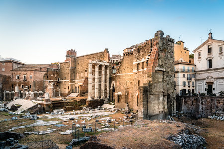 Forum of Augustus and Nerva in Rome at sunsetのeditorial素材