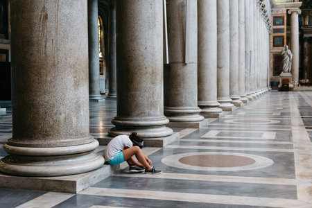 Interior view of Papal Basilica of St. Paul outside the Walls