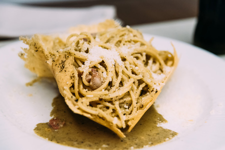 Spaghetti pasta with cheeseの写真素材