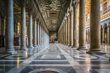 Interior view of Papal Basilica of St. Paul outside the Walls