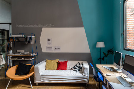 Interior view of library of design schoolのeditorial素材