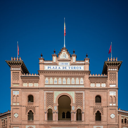 Outdoor view of Bullring of Las Ventas in Madridのeditorial素材