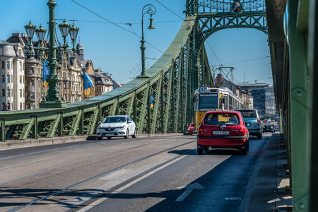 Liberty Bridge in Budapestのeditorial素材