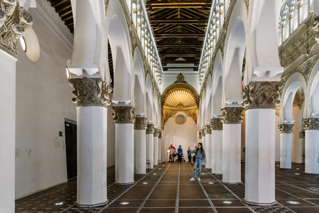 Interior view of Saint Mary The White Synagogue in Toledoのeditorial素材