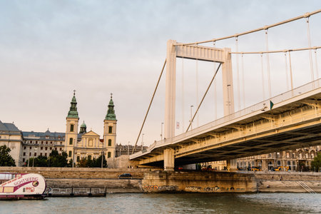 Budapest, Hungary - August 12, 2017:  Elisabeth Bridge in Budapest. It is a thermal and medicinal bath in Budapest built during the Ottoman rule.のeditorial素材