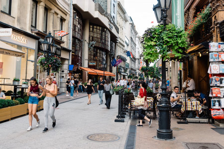 Commercial street in Budapestのeditorial素材