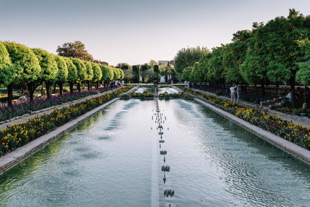 Cordoba, Spain - April 11, 2017: Castle of the Christian Kings, Alcazar de los Reyes Cristianos, it is a medieval fortress located in the historic centre of Cordoba, next to the Guadalquivir River and near the Grand Mosque.のeditorial素材