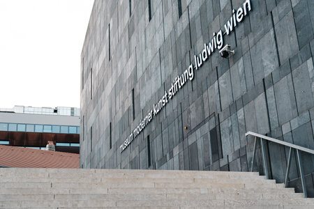 Mumok museum in Vienna at sunsetのeditorial素材