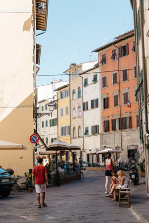 Scenic view of old street in city centre of Florenceのeditorial素材