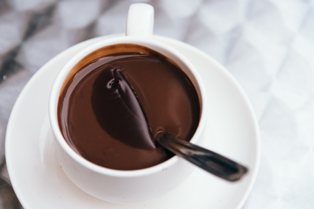 White cup of hot chocolateの写真素材