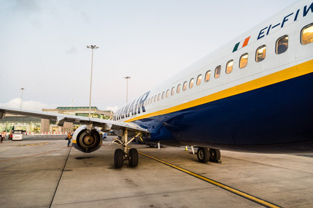 Ryanair Boeing 737-800 airplane in Dublin Airportのeditorial素材