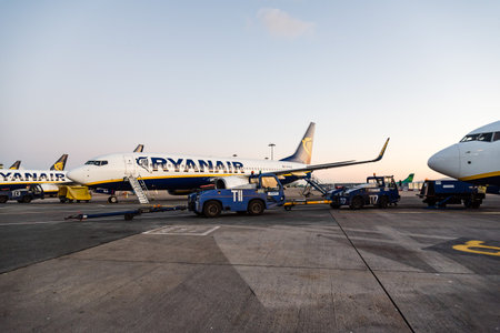 Ryanair Boeing 737-800 airplane in Dublin Airportのeditorial素材