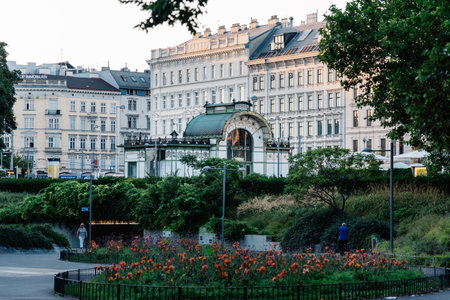 Art Nouveau pavilion at the Karlsplatzのeditorial素材