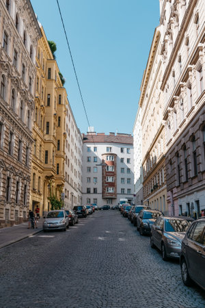 Windmuhlhof building in Fillgradergasse street in Viennaのeditorial素材