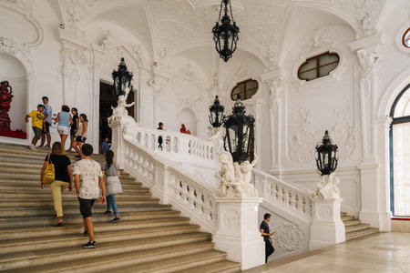 Main staircase in Belvedere Palace in Vienna.のeditorial素材